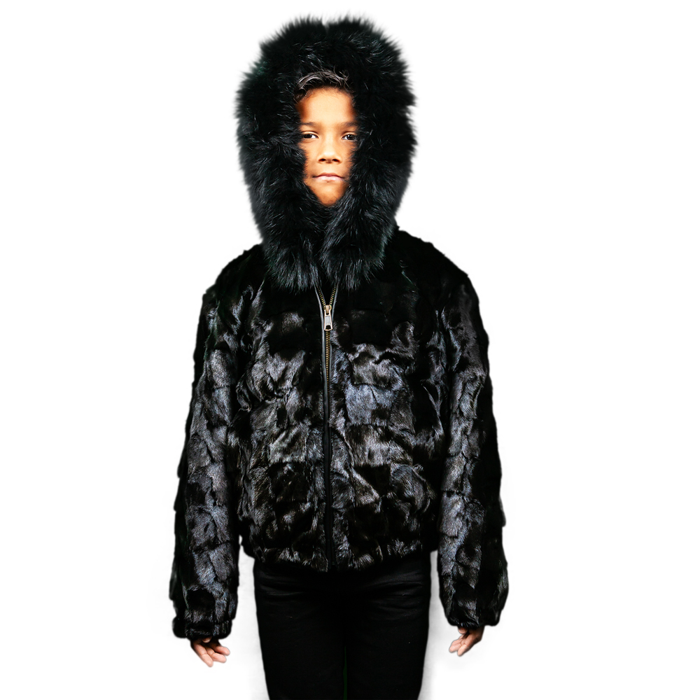 DIAMOND MINK JKT.W/FOX TRIMMED HOOD