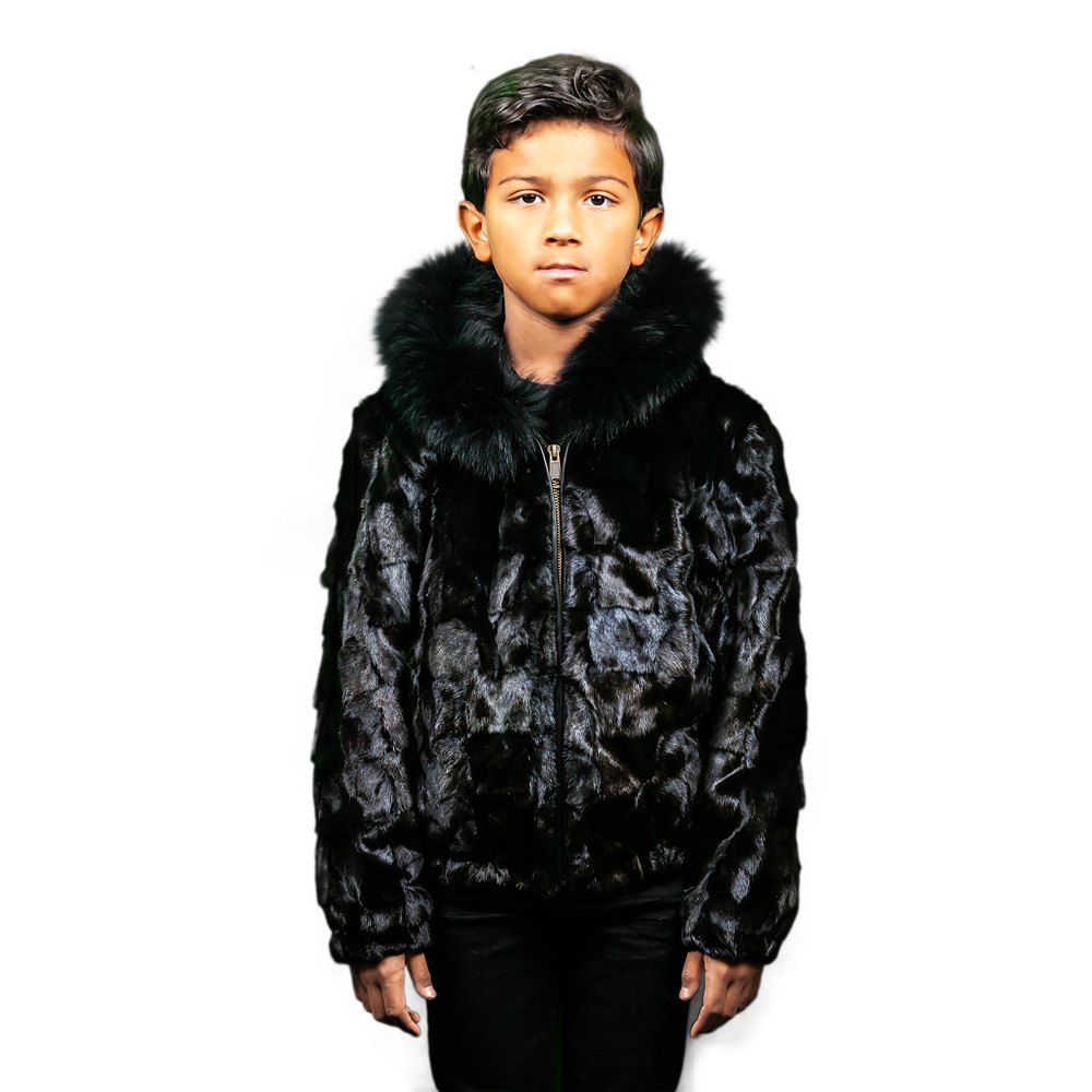 DIAMOND MINK JKT.W/FOX TRIMMED HOOD