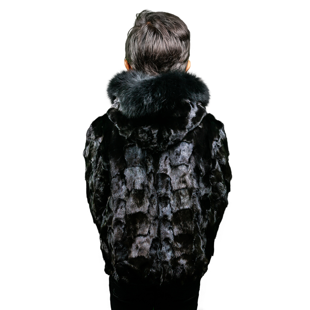 DIAMOND MINK JKT.W/FOX TRIMMED HOOD