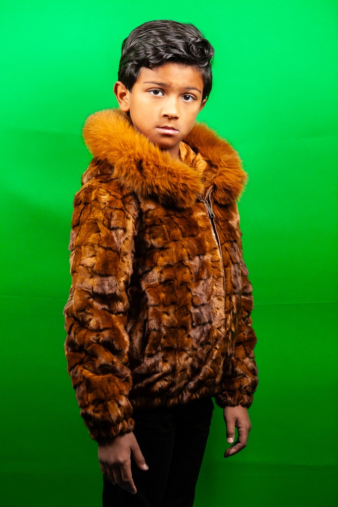 DIAMOND MINK JKT.W/FOX TRIMMED HOOD