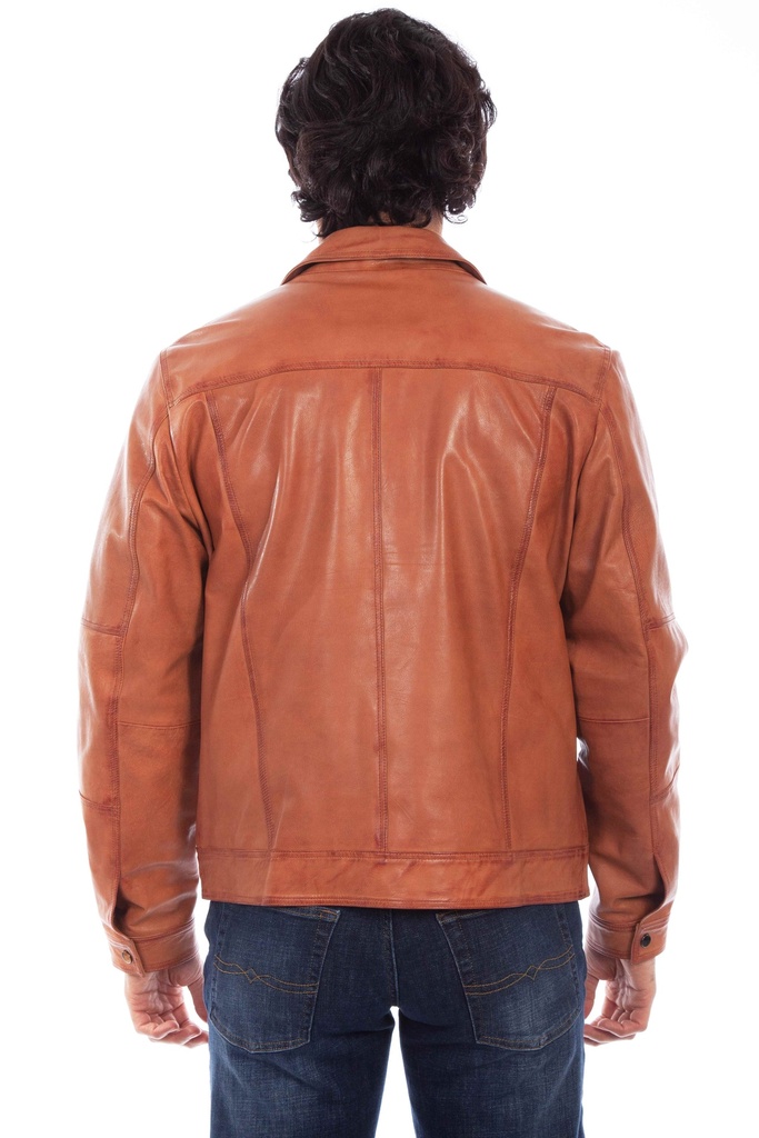 COGNAC SOFT LAMB ZIP FRONT JACKET