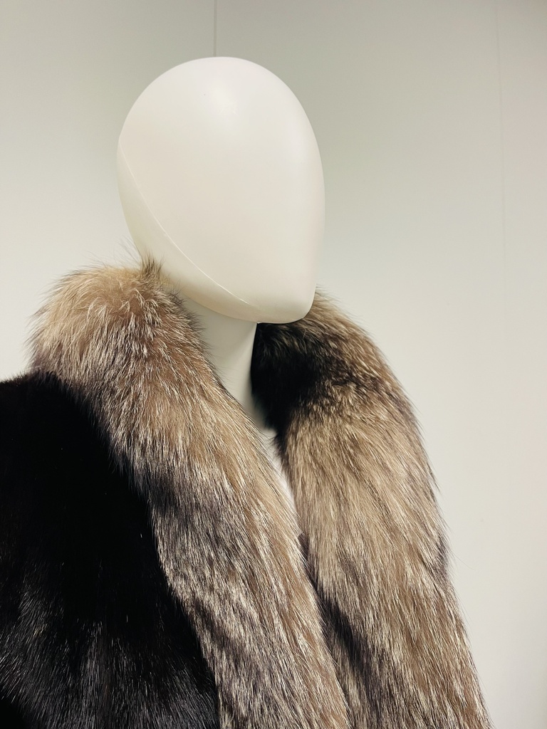 Mahogany Mink Jacket W/ Crystal Fox Tuxedo