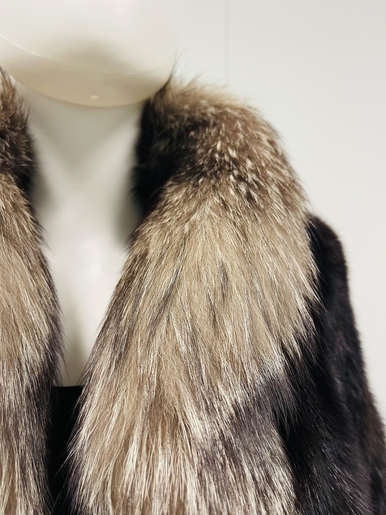 Mahogany Mink Jacket W/ Crystal Fox Tuxedo