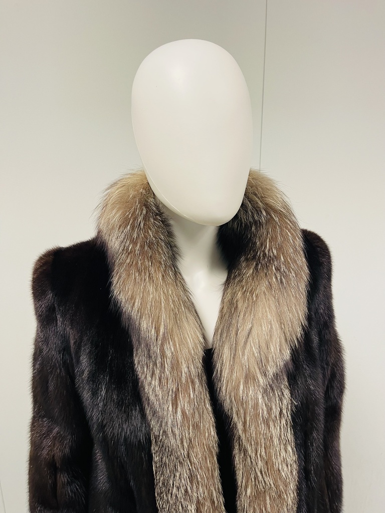 Mahogany Mink Jacket W/ Crystal Fox Tuxedo