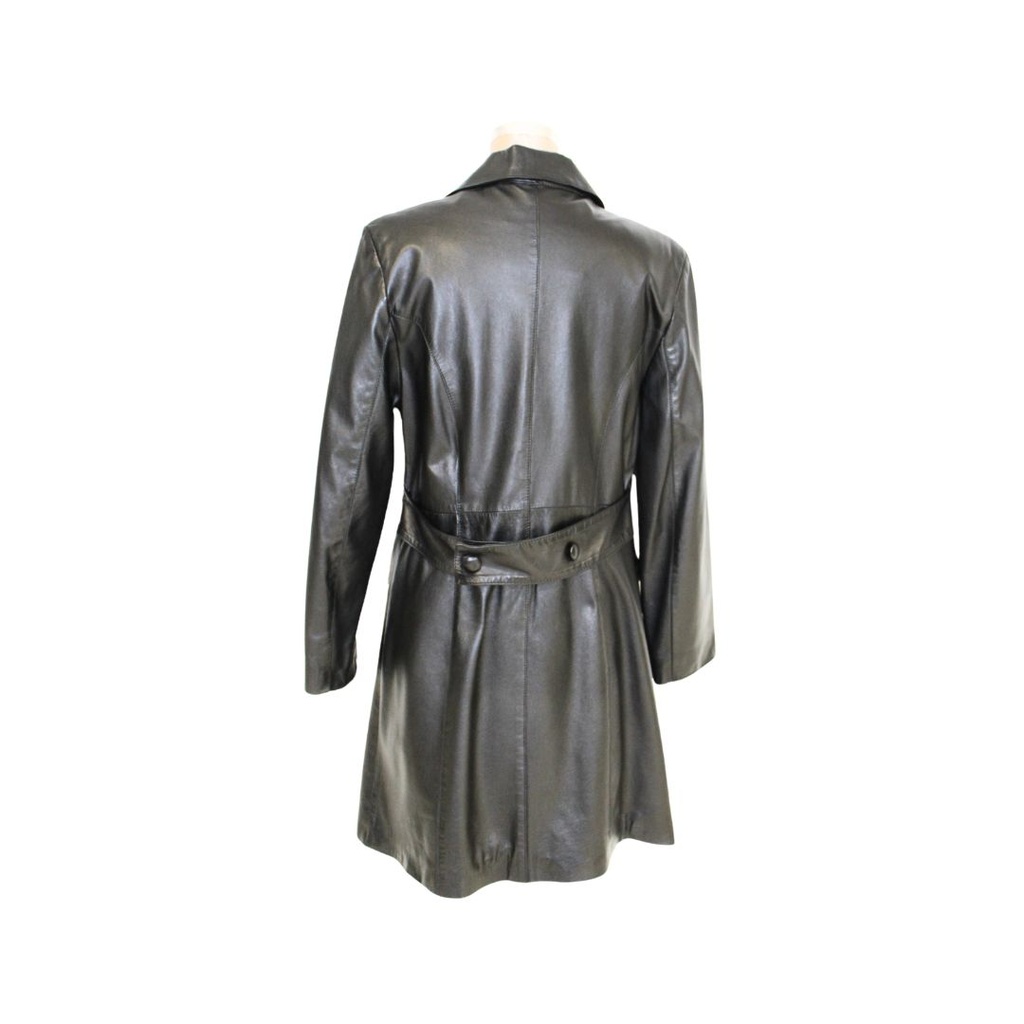 Black nappa lamb leather coat