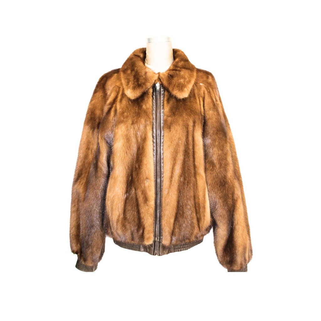 Mink Bomber Reversible to Leather 28"