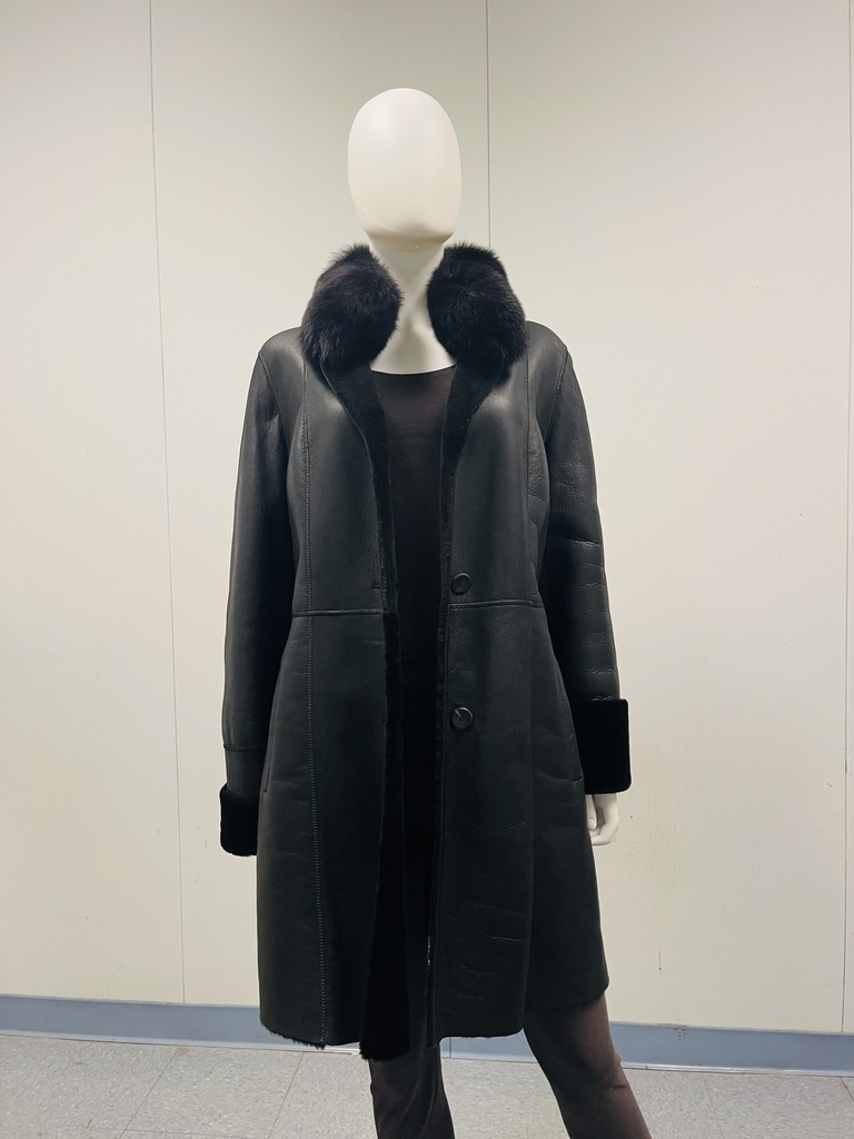 Black Shearling W/ Fox Notch Collar