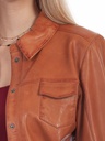 Ladies Leather Shirt Style Jacket (Cognac)