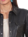 Ladies Leather Shirt Style Jacket (Black)