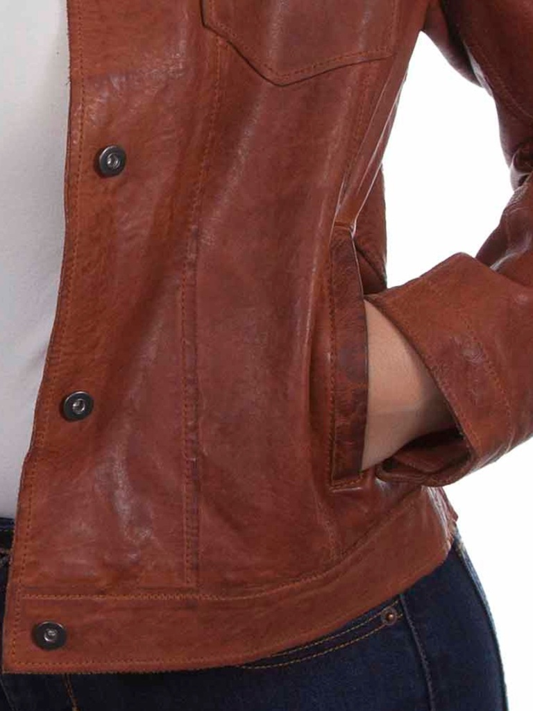 Leather Jean Jacket (Cognac)