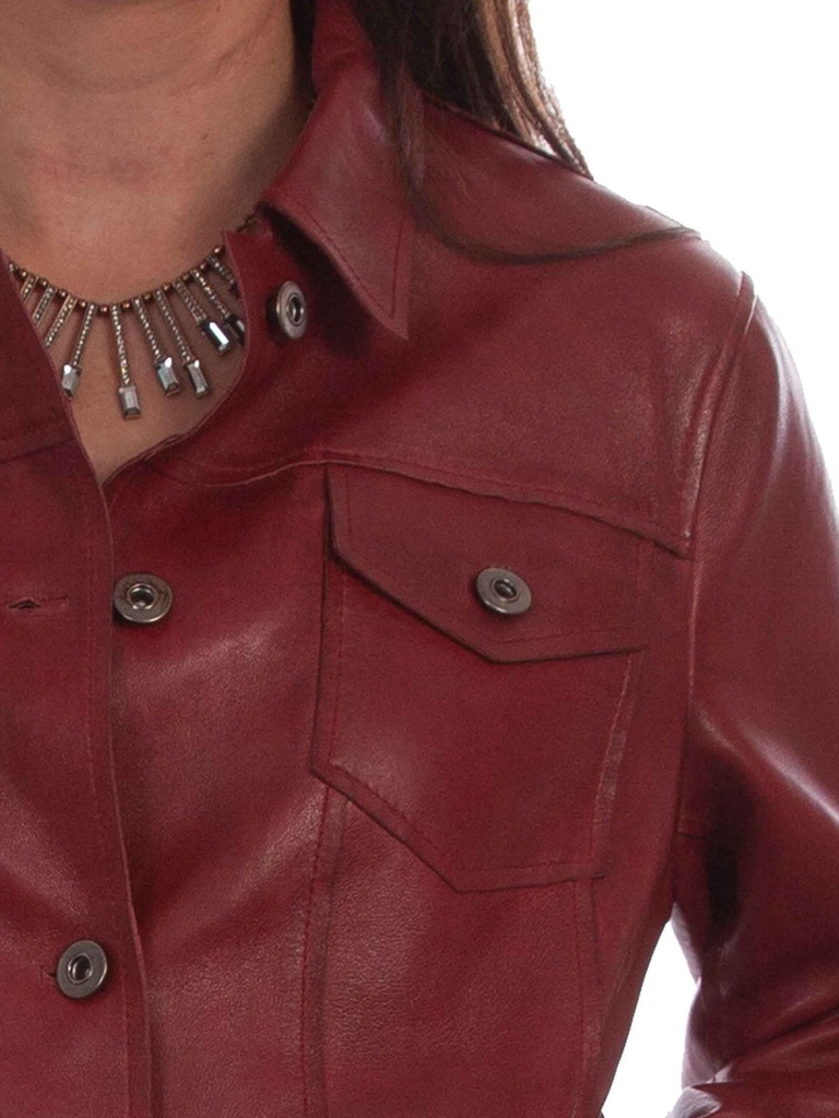 Leather Jean Jacket (Red)