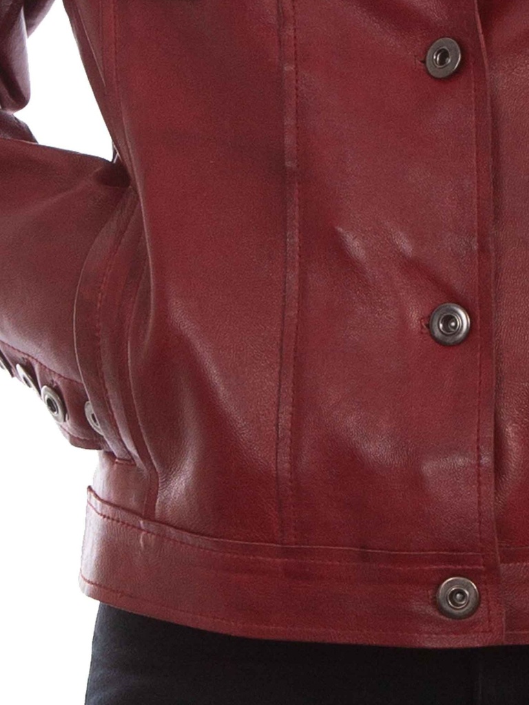 Leather Jean Jacket (Red)