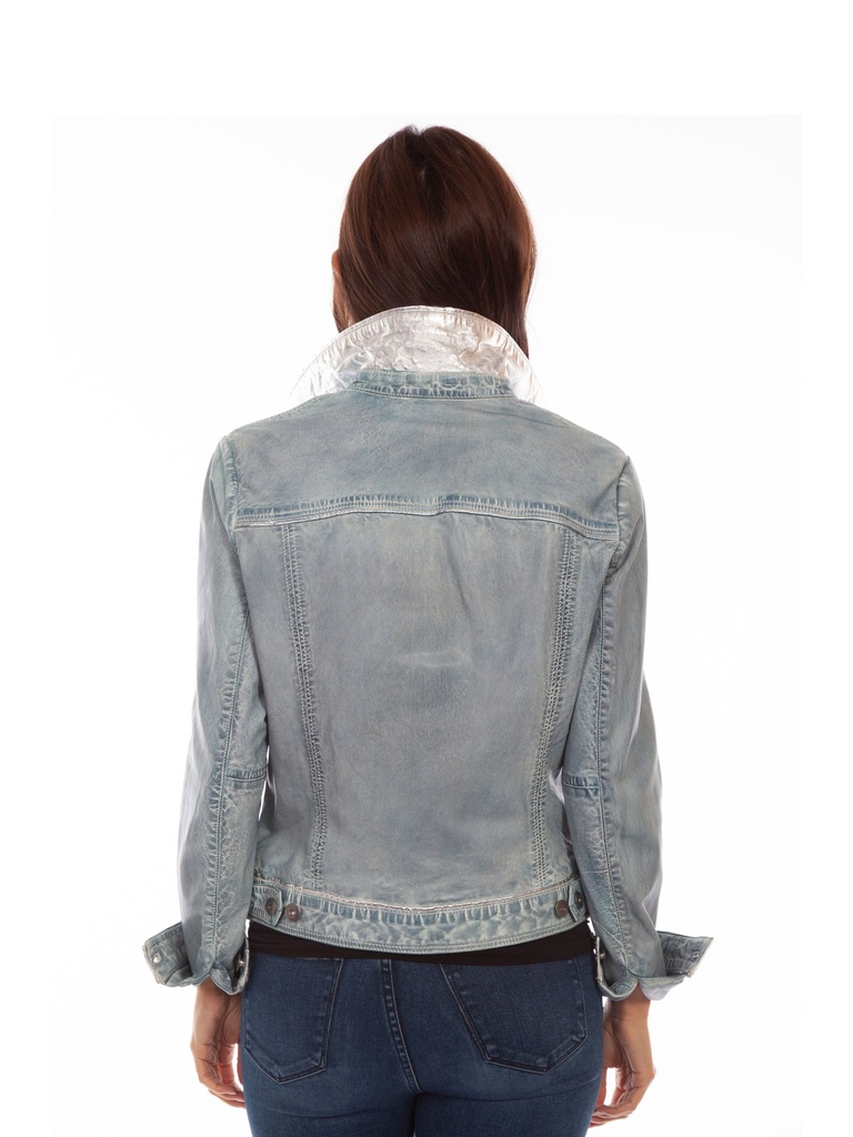 Lamb Skin Leather Jean Jacket