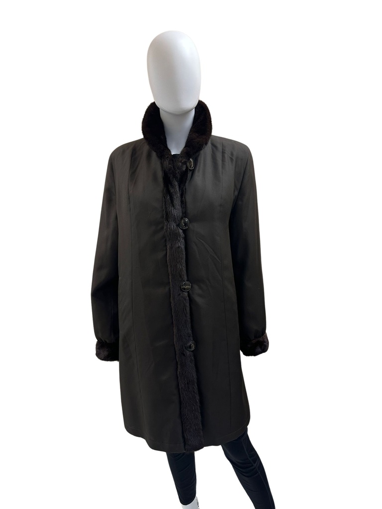 Sheared Mink Reversible Coat with Taffeta Rainwear