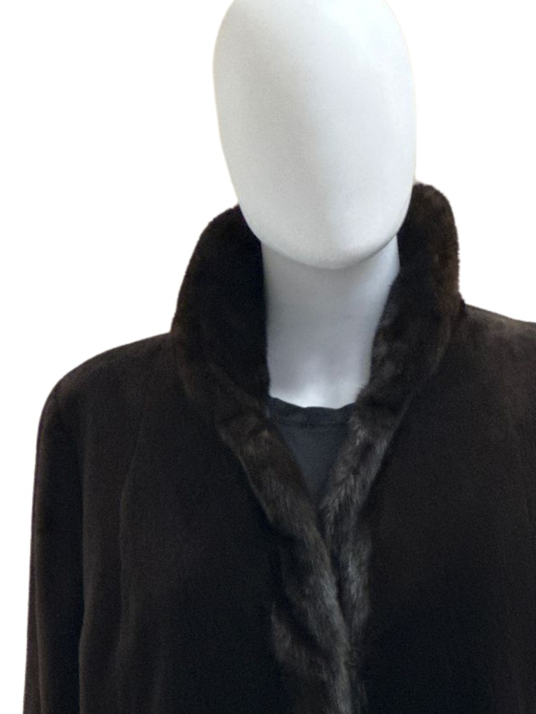 Sheared Mink Reversible Coat with Taffeta Rainwear