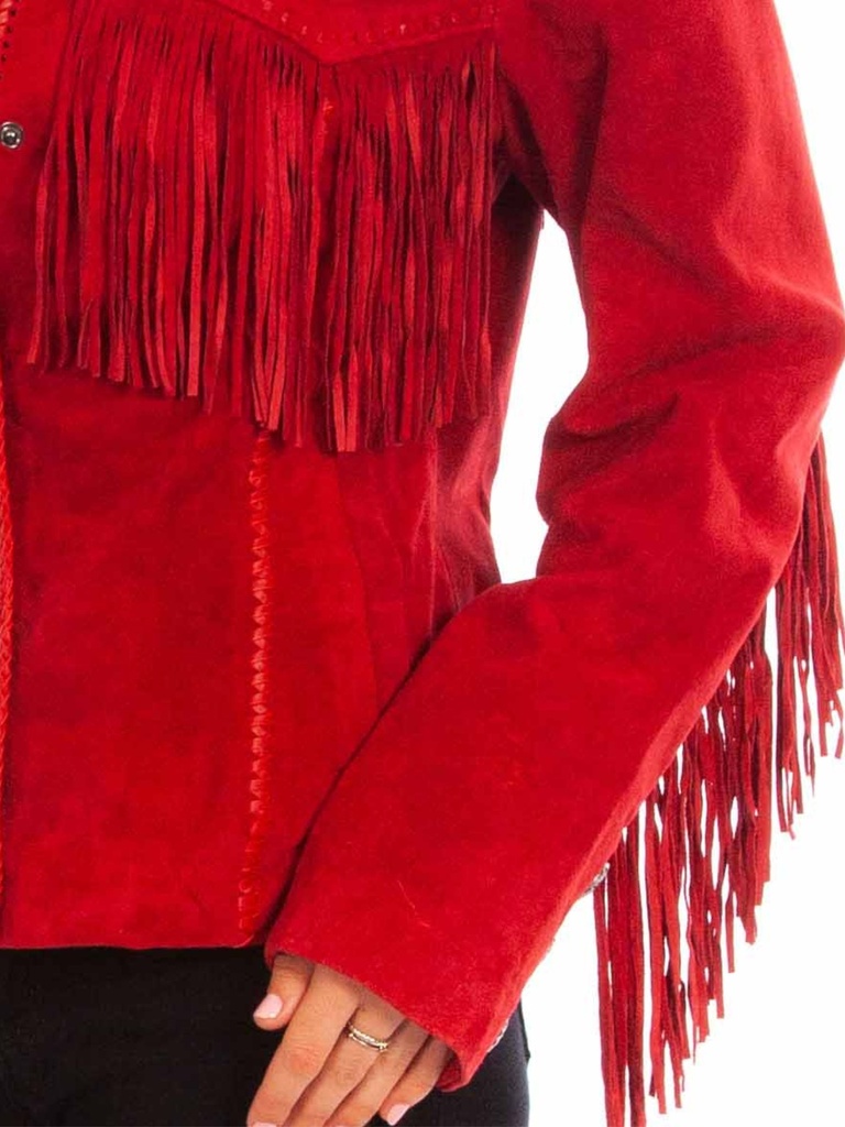 Suede Fringe Jacket (Red)