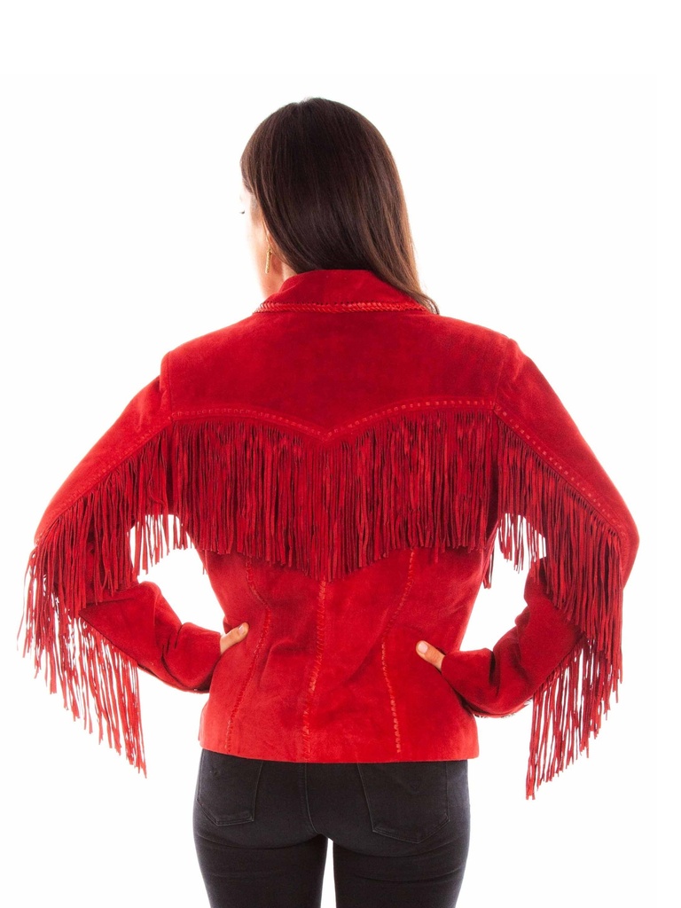 Suede Fringe Jacket (Red)