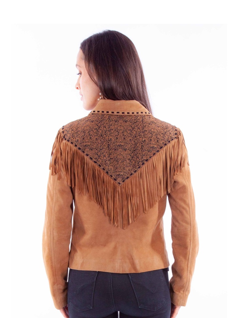 Suede Ladies Zip Front Jacket (Tan)