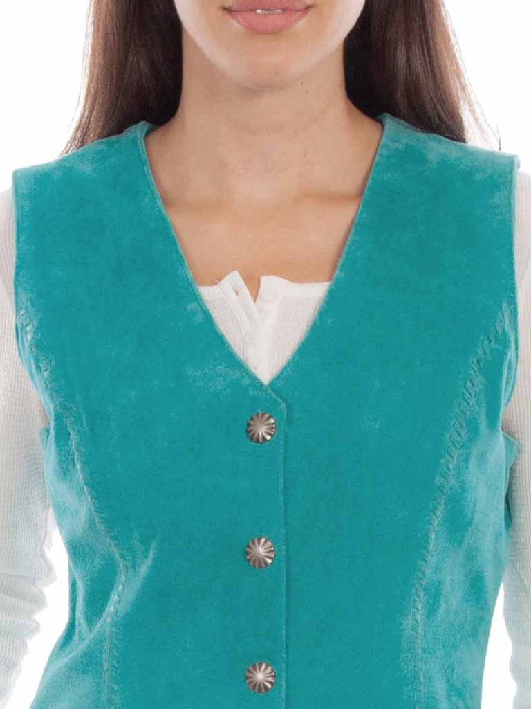 Ladies Snap Front Vest (Turquoise)