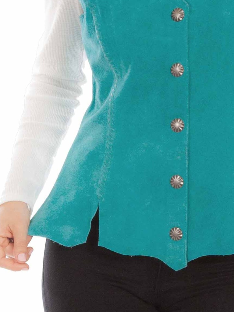 Ladies Snap Front Vest (Turquoise)