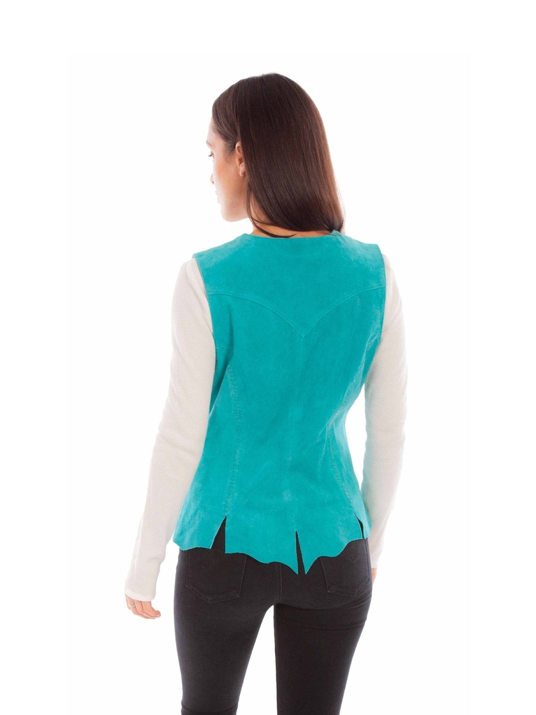 Ladies Snap Front Vest (Turquoise)