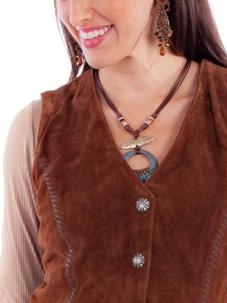 Ladies Snap Front Vest (Cafe Brown)