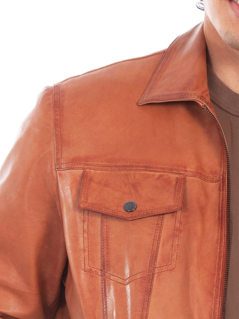 Cognac Soft Lamb Leather Jacket