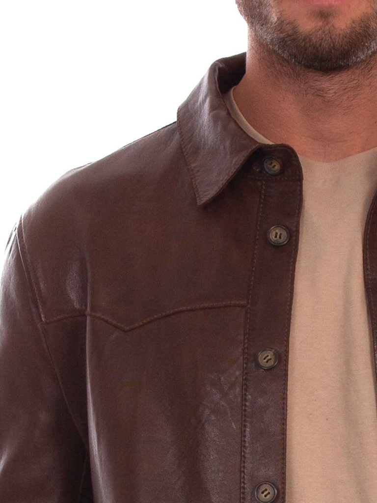 Men's Leather Shirt Jacket