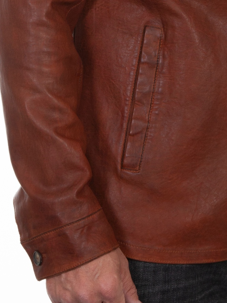 Men's Leather Shirt Jacket (Cognac)