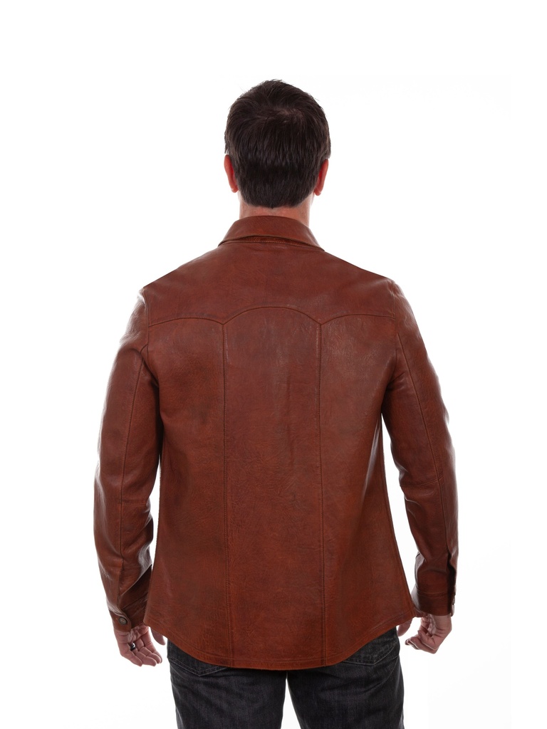 Men's Leather Shirt Jacket (Cognac)