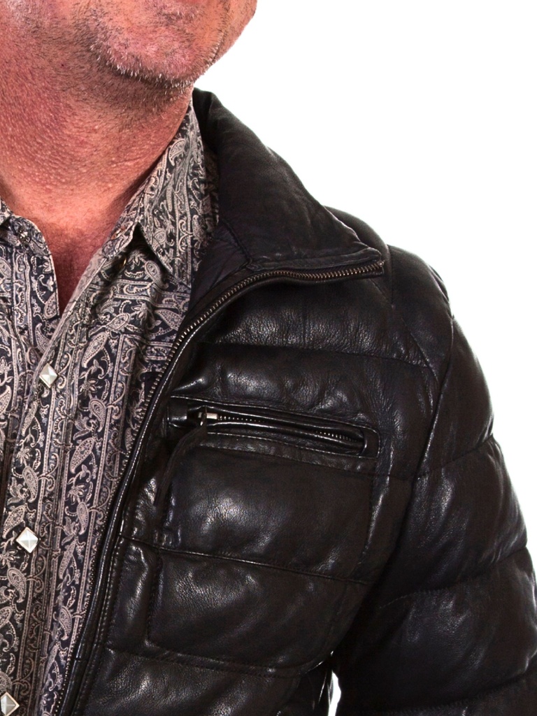 Men's Ribbed Leather Jacket (Black)