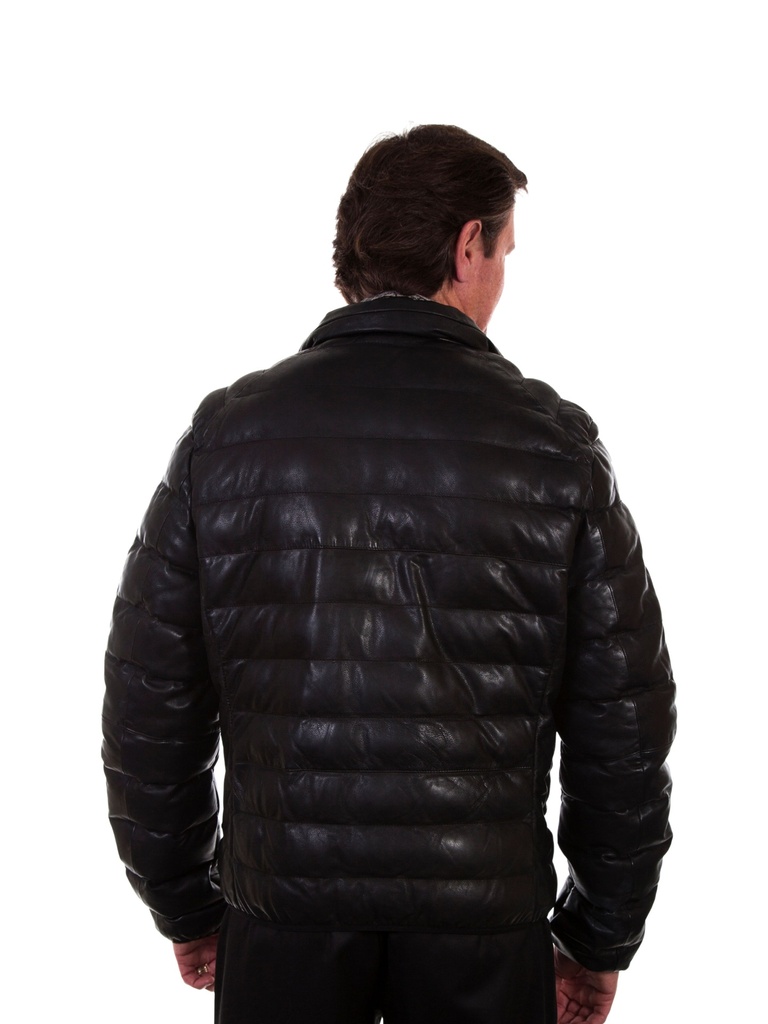 Men's Ribbed Leather Jacket (Black)