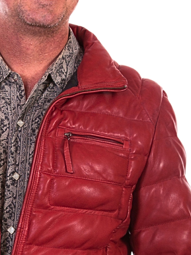 Men's Ribbed Leather Jacket (Red)