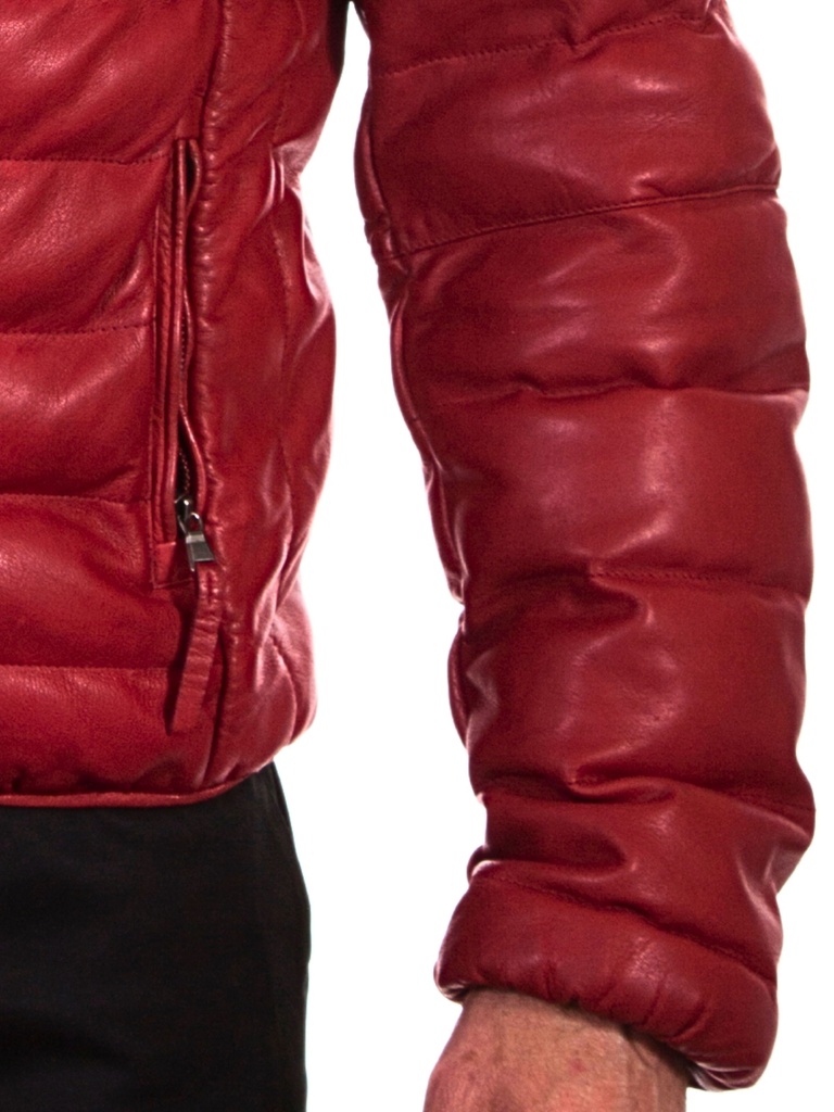 Men's Ribbed Leather Jacket (Red)