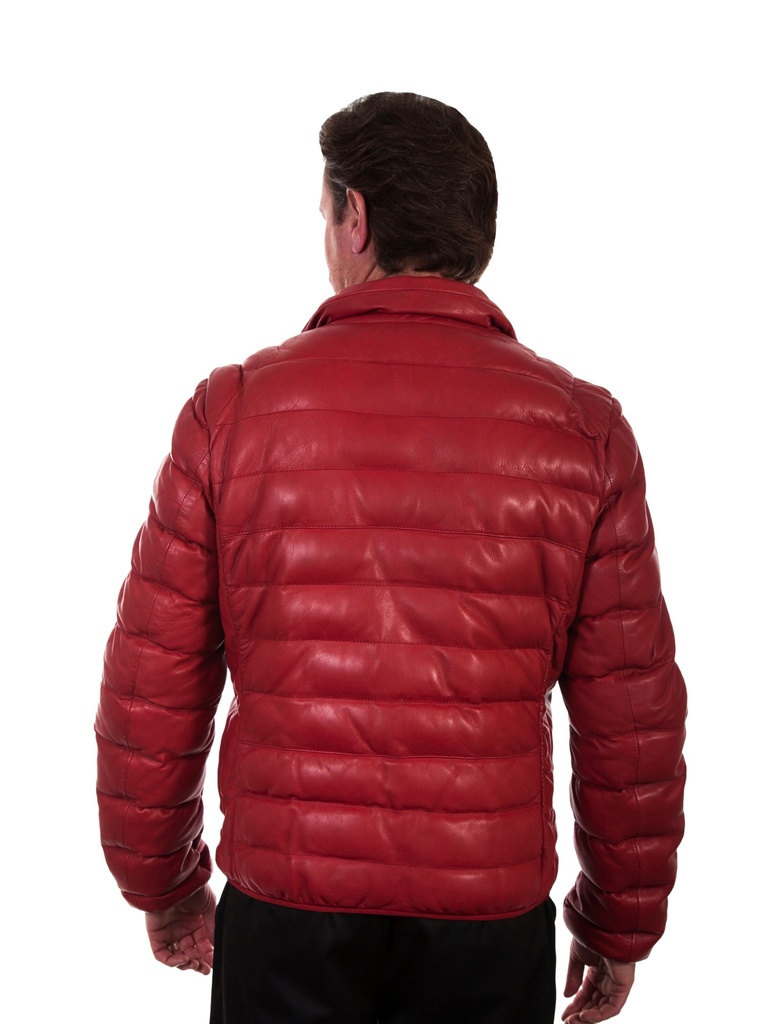 Men's Ribbed Leather Jacket (Red)