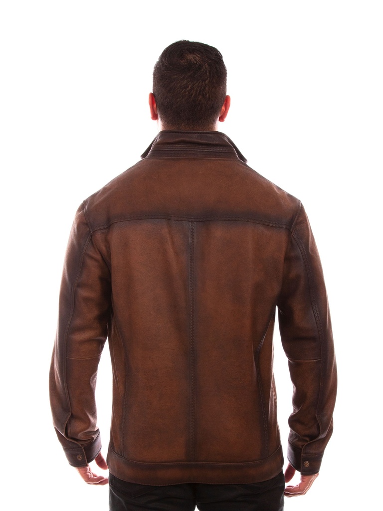 Men's Burnished Leather Jacket (Brown)