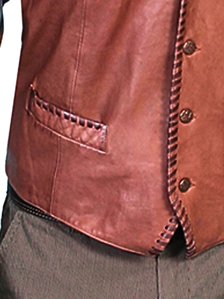 Whip Stitch Leather Lapel Vest (Ranch Tan)