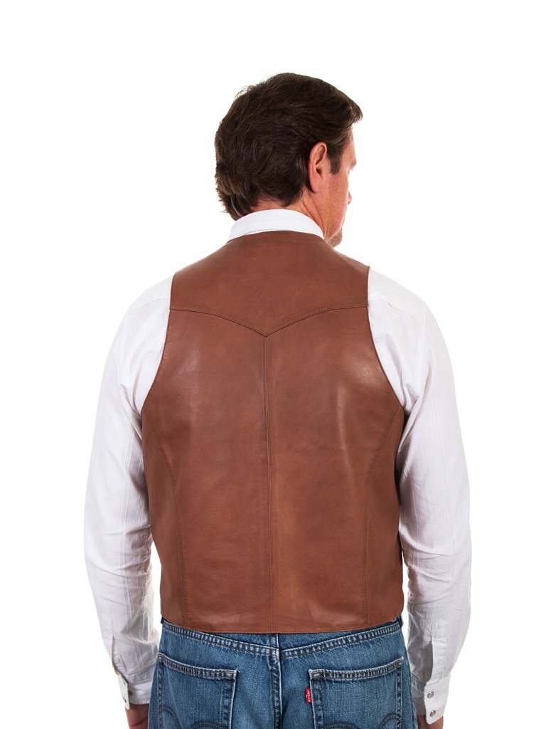 Whip Stitch Leather Lapel Vest (Ranch Tan)