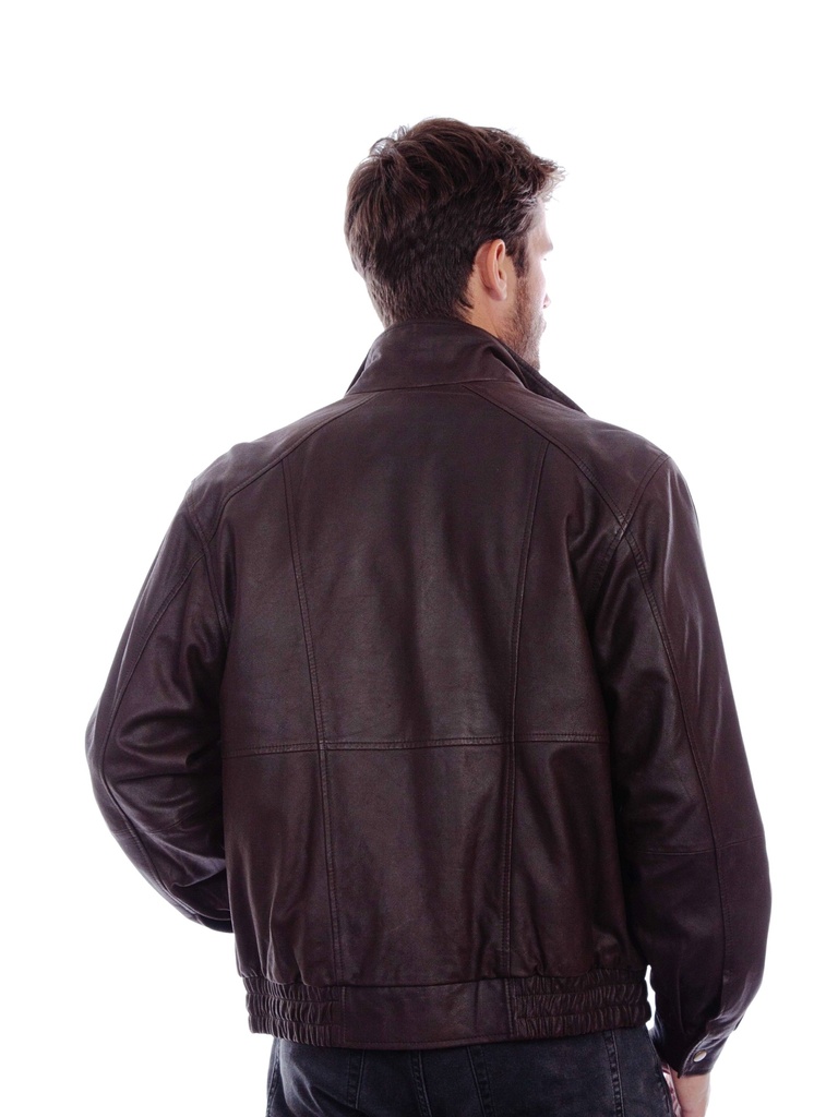 Men's Featherlite Leather Jacket with Double Collar ( Chocolate w/ Cognac)