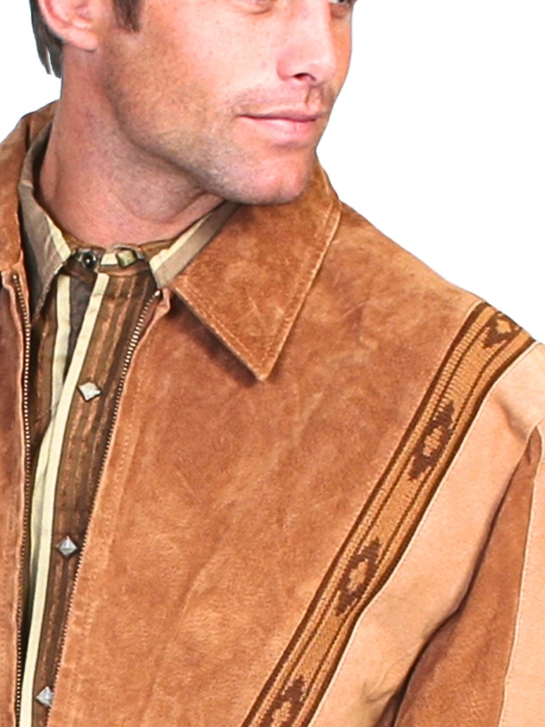 Men's Two-toned Boar Suede Rodeo Jacket (Cafe Brown / Camel)