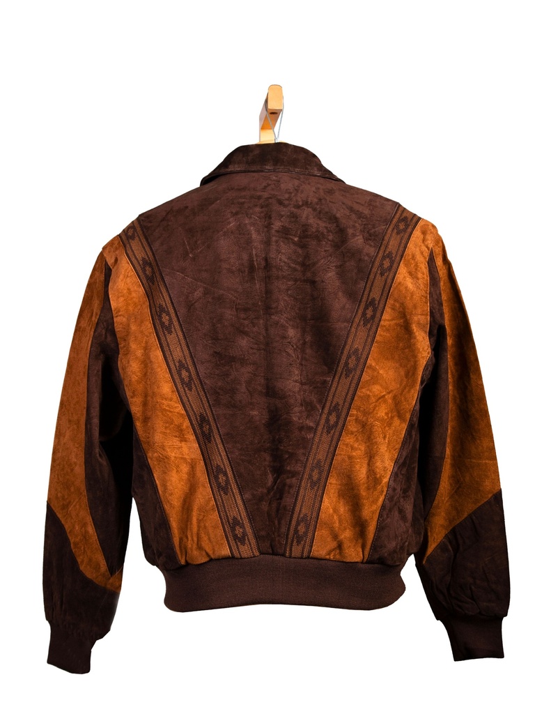 Men's Two-toned Boar Suede Rodeo Jacket (Chocolate w/ Cafe Brown)