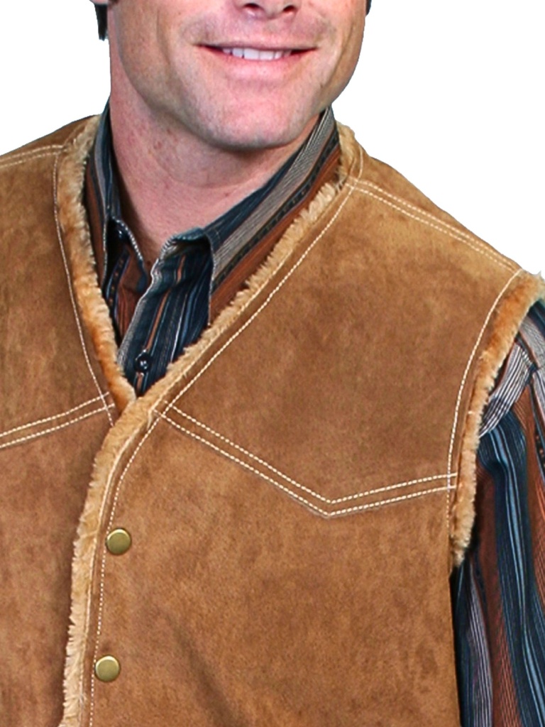 Boar Suede Hunting Vest with Faux Shearling Lining (Cafe Brown)