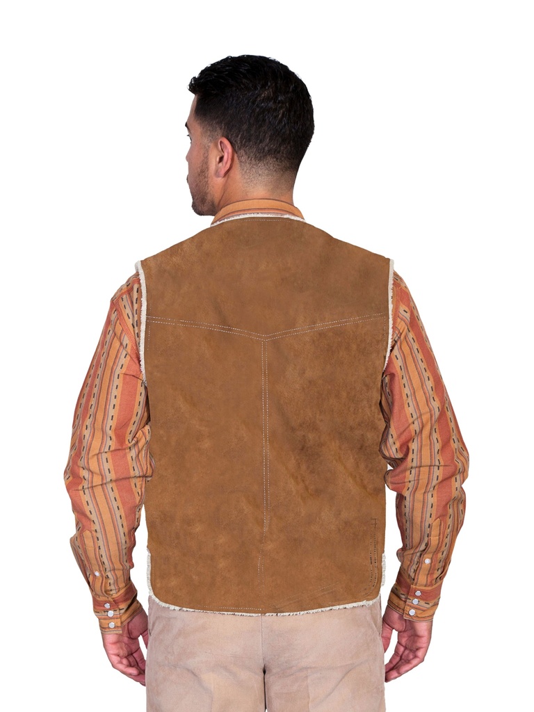 Boar Suede Hunting Vest with Faux Shearling Lining (Cafe Brown)