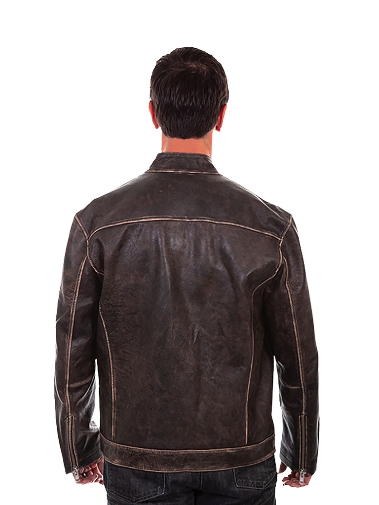 Men's Sanded Calf Racing Jacket (Charcoal)