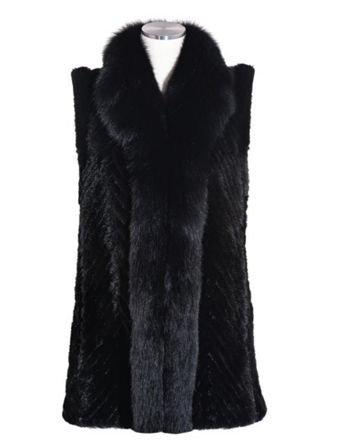 29” Mink Tail Vest Fox Tuxedo