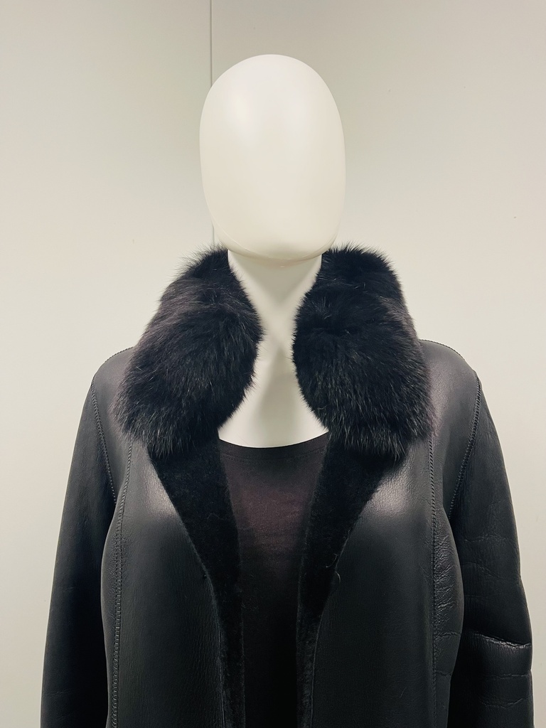 Black Shearling W/ Fox Notch Collar