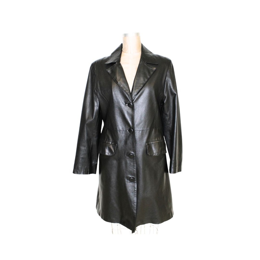 Black Nappa Lamb Leather Coat