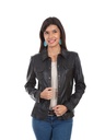 Ladies Leather Shirt Style Jacket (Black)