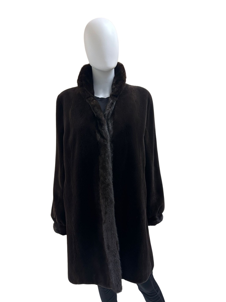 Sheared Mink Reversible Coat with Taffeta Rainwear