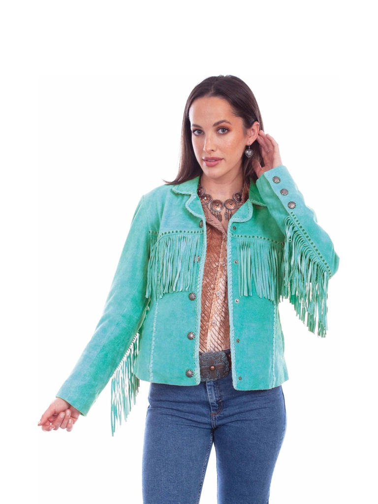 Cowgirl Suede Fringe Jacket (Turquoise)